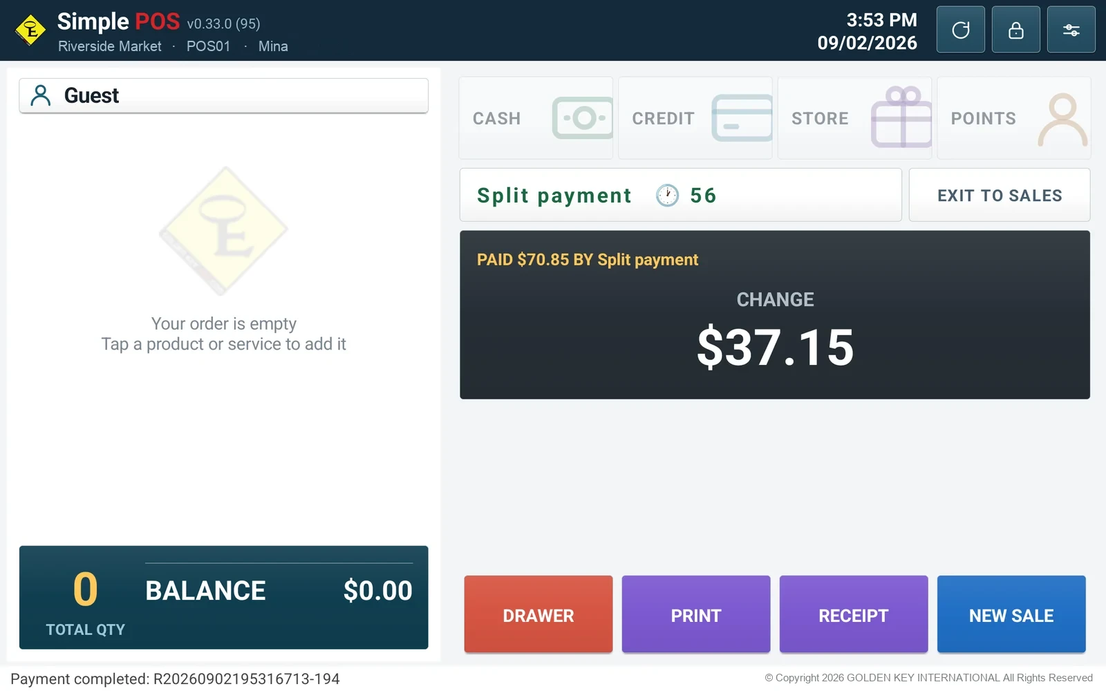 The completed sale